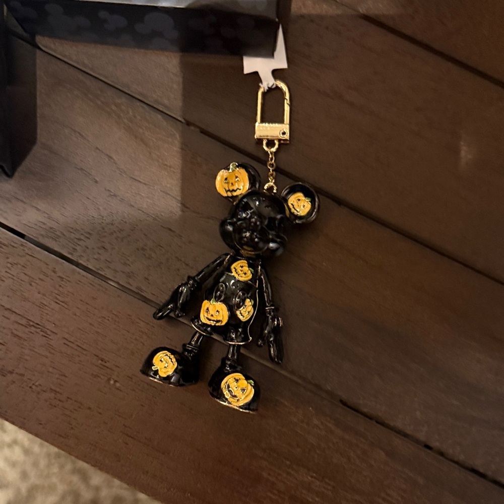 BaubleBar Black and Yellow Pumpkin Keychain